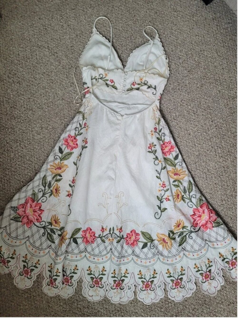 Farm Rio 100% Linen Embroidered Midi Floral Dress size M - Picture 7 of 9